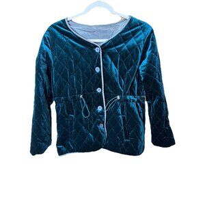 Evafreedom Velvet Quilted Jewel Tone Jacket Womens Sz S Academia Going Out Prepp